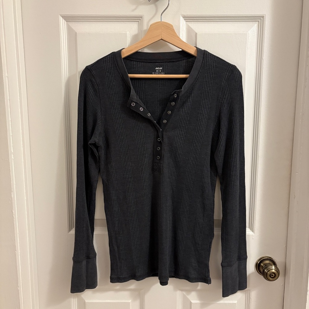 Aerie Long Sleeve Henley Waffle Shirt